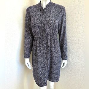 Ann Taylor Dress Long Sleeve Blue & Pink Floral Knee Length Dress Size Small